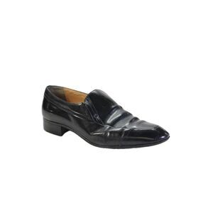 A. Testoni Mens Leather Apron Toe Slip-On Loafers Black Size 6.5